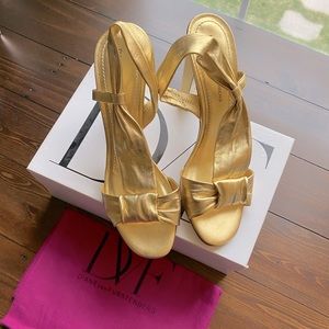 Diane von Furstenberg Gold Metallic Leather Sandal